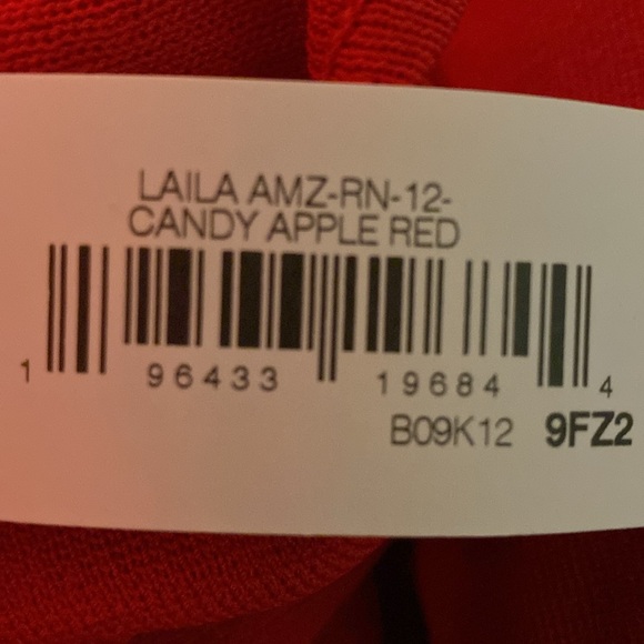 The Drop Women's Laila Power-Shoulder Twist Back Midi Santana Knit Dress Red L - Picture 6 of 6